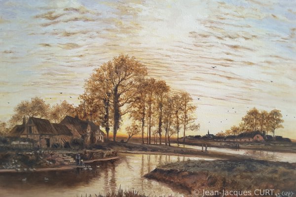 La ferme au crépuscule